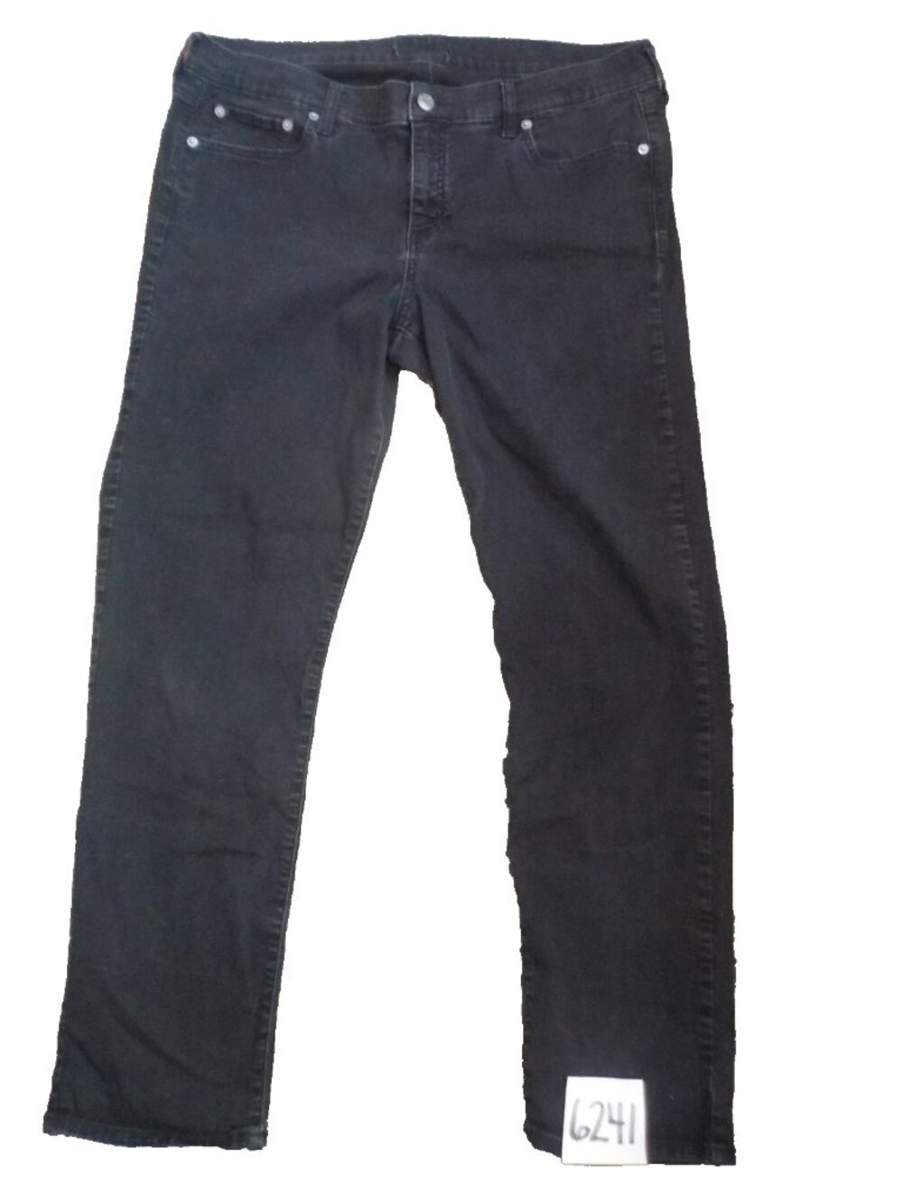Gap Denim Women's Stretchy Black Denim Plain Pocket Straight Leg Jeans (38x30)